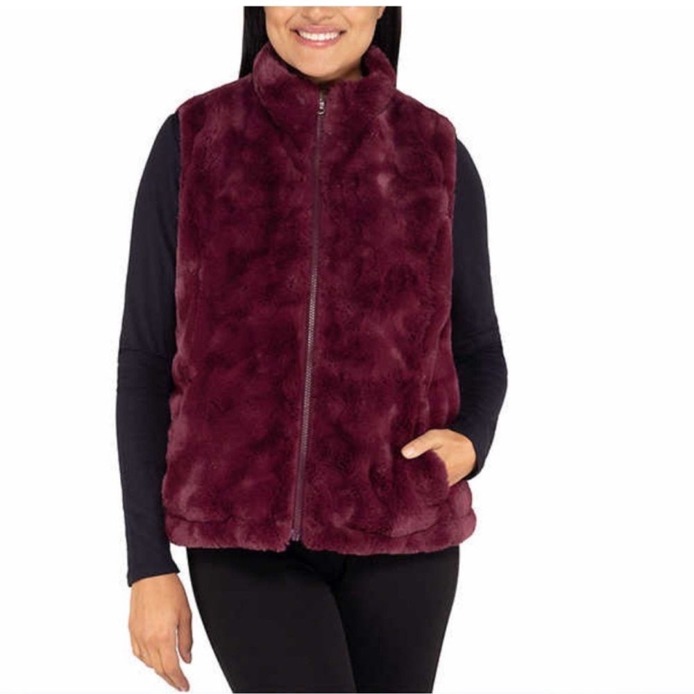 Nicole Miller Ladies Women Reversible Vest - RED WINE - EXTRA SMALL - Picture 1 of 6